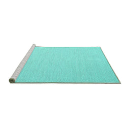 Sideview of Machine Washable Abstract Turquoise Contemporary Area Rugs, wshcon2156turq