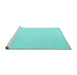 Sideview of Machine Washable Abstract Turquoise Contemporary Area Rugs, wshcon2156turq