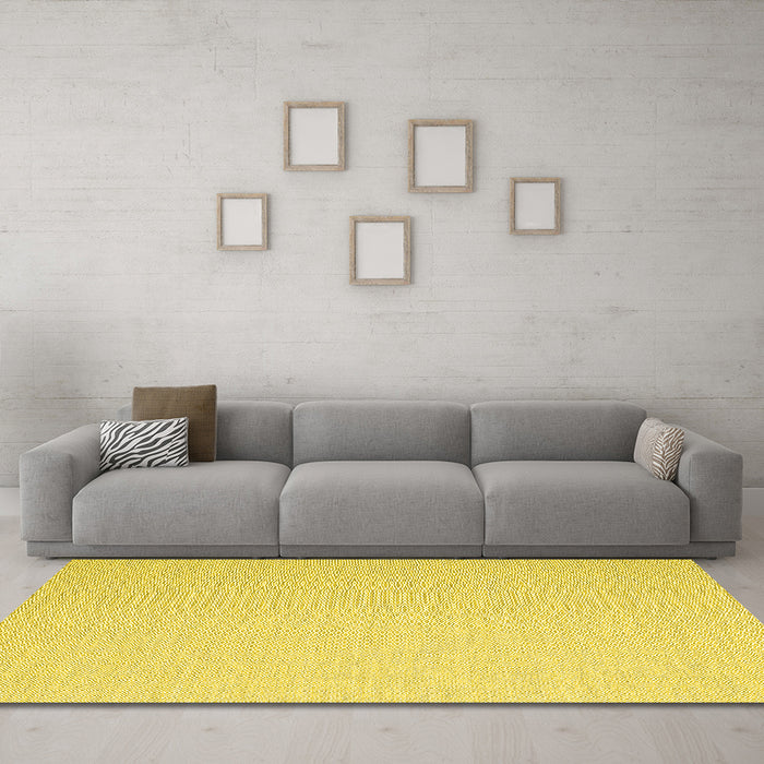 Machine Washable Abstract Yellow Contemporary Rug in a Living Room, wshcon2156yw