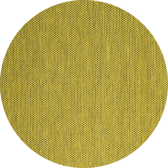 Round Machine Washable Abstract Yellow Contemporary Rug, wshcon2157yw