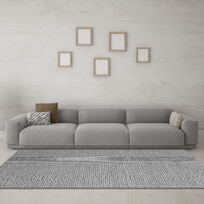 Machine Washable Abstract Gray Contemporary Rug in a Living Room,, wshcon2157gry