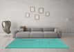 Machine Washable Abstract Turquoise Contemporary Area Rugs in a Living Room,, wshcon2157turq