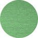 Round Machine Washable Abstract Emerald Green Contemporary Area Rugs, wshcon2157emgrn