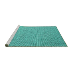 Sideview of Machine Washable Abstract Turquoise Contemporary Area Rugs, wshcon2157turq