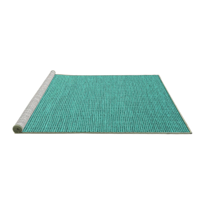 Sideview of Machine Washable Abstract Turquoise Contemporary Area Rugs, wshcon2157turq