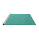 Sideview of Machine Washable Abstract Turquoise Contemporary Area Rugs, wshcon2157turq