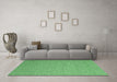 Machine Washable Abstract Emerald Green Contemporary Area Rugs in a Living Room,, wshcon2157emgrn