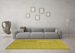 Machine Washable Abstract Yellow Contemporary Rug in a Living Room, wshcon2157yw