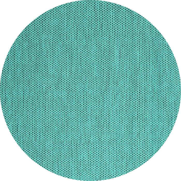 Round Machine Washable Abstract Turquoise Contemporary Area Rugs, wshcon2157turq