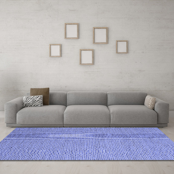 Machine Washable Abstract Blue Contemporary Rug in a Living Room, wshcon2157blu