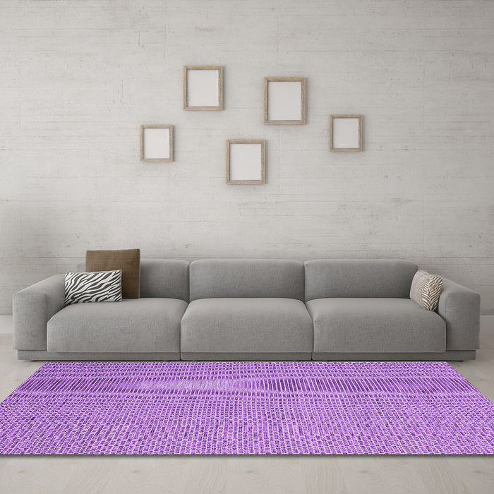 Machine Washable Abstract Purple Contemporary Area Rugs in a Living Room, wshcon2157pur