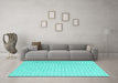 Machine Washable Solid Turquoise Modern Area Rugs in a Living Room,, wshcon2158turq