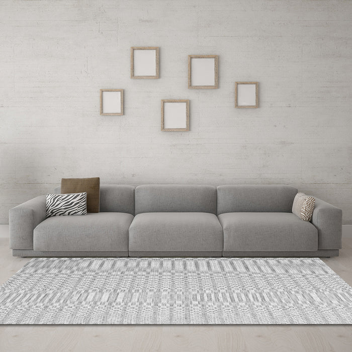 Machine Washable Solid Gray Modern Rug in a Living Room,, wshcon2158gry