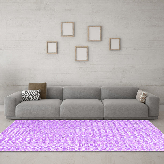 Machine Washable Solid Purple Modern Area Rugs in a Living Room, wshcon2158pur