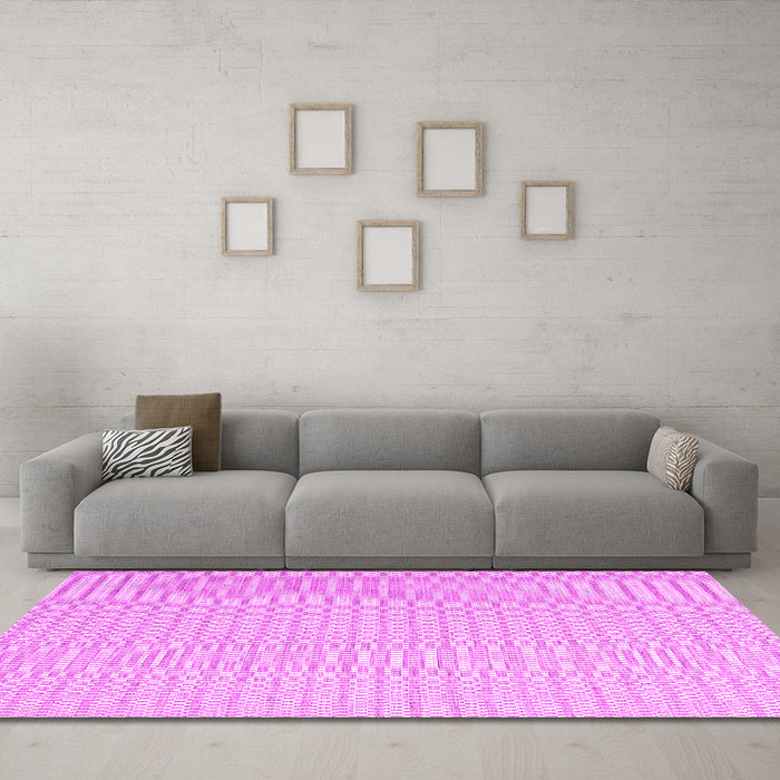 Machine Washable Solid Pink Modern Rug in a Living Room, wshcon2158pnk