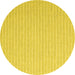 Round Machine Washable Solid Yellow Modern Rug, wshcon2158yw