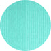 Round Machine Washable Solid Turquoise Modern Area Rugs, wshcon2158turq