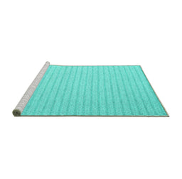 Sideview of Machine Washable Solid Turquoise Modern Area Rugs, wshcon2158turq