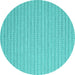 Round Machine Washable Abstract Turquoise Contemporary Area Rugs, wshcon2159turq