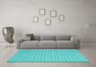 Machine Washable Abstract Turquoise Contemporary Area Rugs in a Living Room,, wshcon2159turq