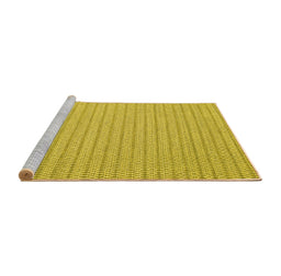 Sideview of Machine Washable Abstract Yellow Contemporary Rug, wshcon2159yw