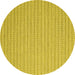 Round Machine Washable Abstract Yellow Contemporary Rug, wshcon2159yw