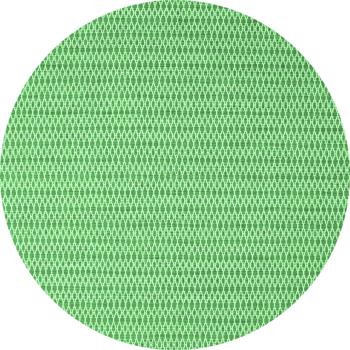 Round Machine Washable Abstract Emerald Green Contemporary Area Rugs, wshcon2159emgrn
