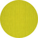 Round Abstract Yellow Contemporary Rug, con215yw