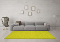 Machine Washable Abstract Yellow Contemporary Rug, wshcon215yw