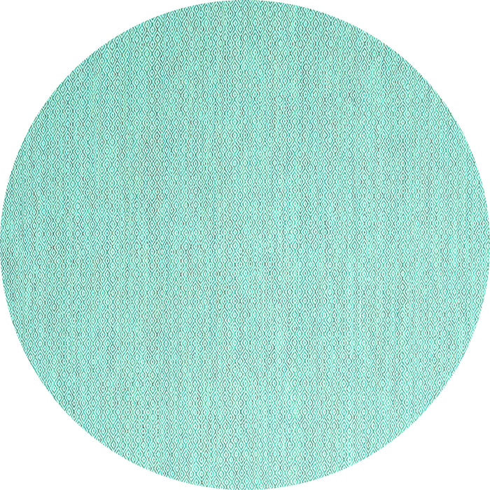 Round Machine Washable Solid Turquoise Modern Area Rugs, wshcon2160turq