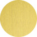 Round Machine Washable Solid Yellow Modern Rug, wshcon2160yw