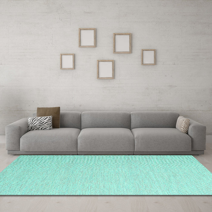 Machine Washable Solid Turquoise Modern Area Rugs in a Living Room,, wshcon2160turq