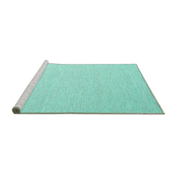 Sideview of Machine Washable Solid Turquoise Modern Area Rugs, wshcon2160turq