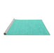 Sideview of Machine Washable Abstract Turquoise Contemporary Area Rugs, wshcon2161turq