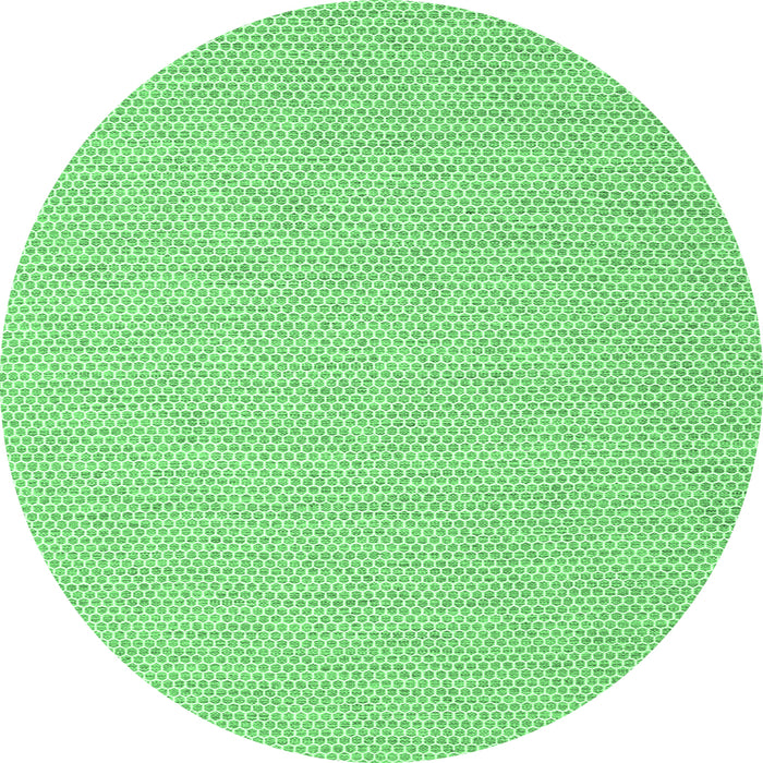 Round Machine Washable Abstract Emerald Green Contemporary Area Rugs, wshcon2161emgrn