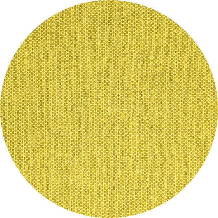 Round Abstract Yellow Contemporary Rug, con2161yw