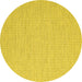 Round Abstract Yellow Contemporary Rug, con2161yw