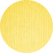 Round Machine Washable Solid Yellow Modern Rug, wshcon2162yw