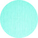 Round Machine Washable Solid Turquoise Modern Area Rugs, wshcon2162turq