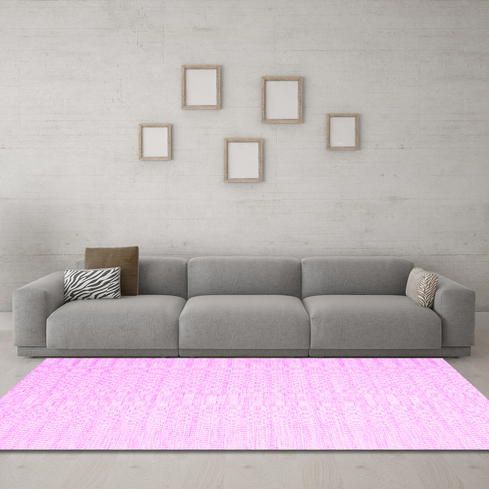 Machine Washable Solid Pink Modern Rug in a Living Room, wshcon2162pnk