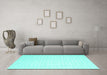 Machine Washable Solid Turquoise Modern Area Rugs in a Living Room,, wshcon2162turq