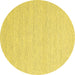 Round Machine Washable Abstract Yellow Contemporary Rug, wshcon2163yw