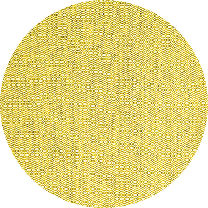 Round Abstract Yellow Contemporary Rug, con2163yw