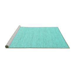 Sideview of Machine Washable Abstract Turquoise Contemporary Area Rugs, wshcon2163turq
