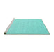 Sideview of Machine Washable Abstract Turquoise Contemporary Area Rugs, wshcon2163turq