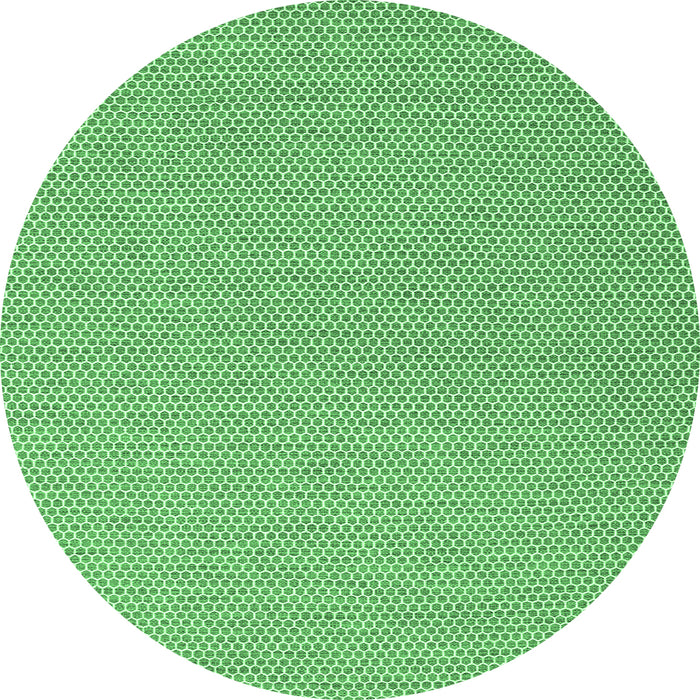 Round Machine Washable Abstract Emerald Green Contemporary Area Rugs, wshcon2164emgrn