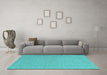 Machine Washable Abstract Turquoise Contemporary Area Rugs in a Living Room,, wshcon2164turq