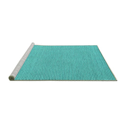 Sideview of Machine Washable Abstract Turquoise Contemporary Area Rugs, wshcon2164turq