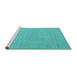 Sideview of Machine Washable Abstract Turquoise Contemporary Area Rugs, wshcon2164turq