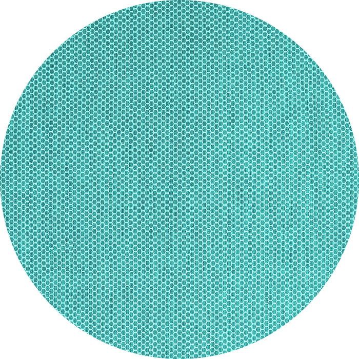 Round Machine Washable Abstract Turquoise Contemporary Area Rugs, wshcon2164turq